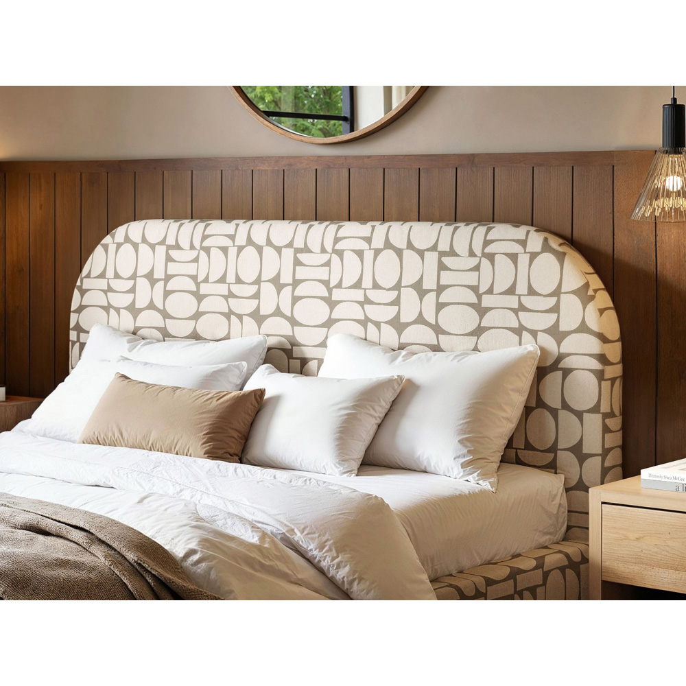 Flair Alba King Size Beige Jacquard Pattern Chenille Lift-Up Ottoman Bed Image 2