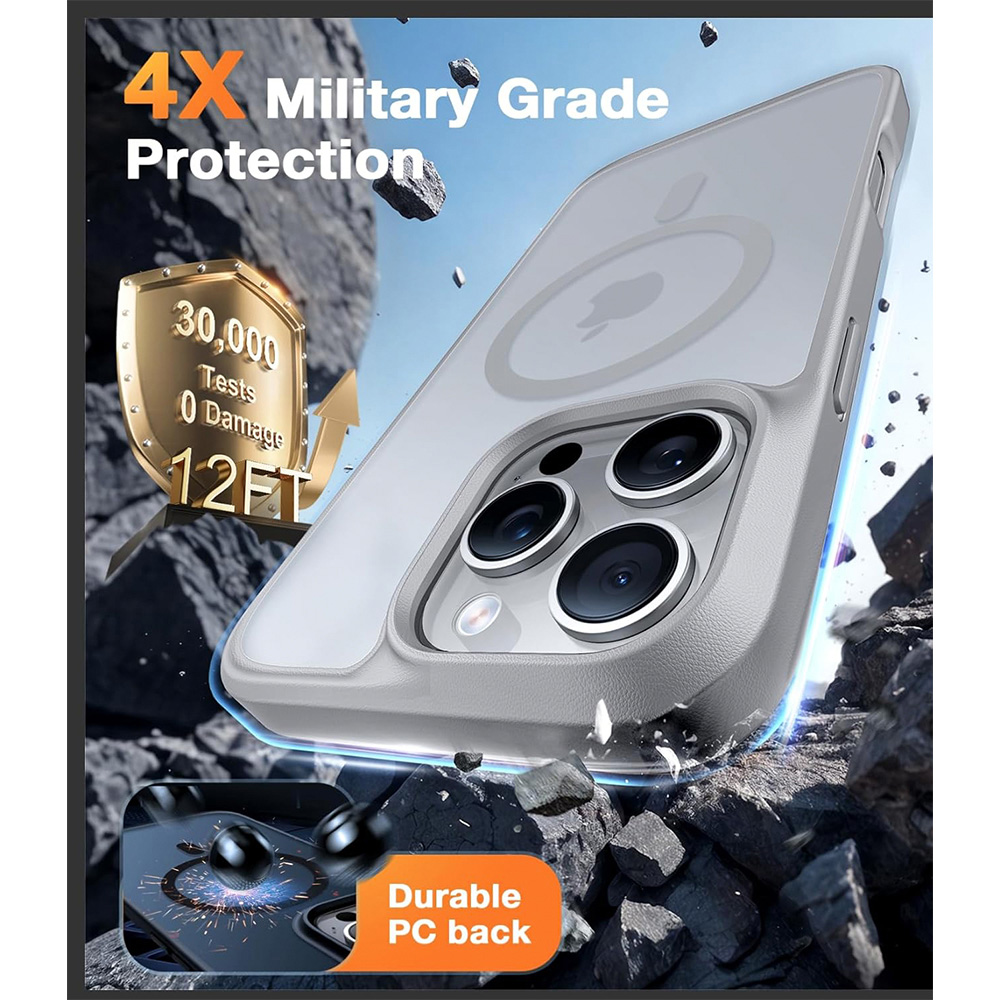 Torras Guardian Grey iPhone 16 Pro Magnetic Phone Case Image 2
