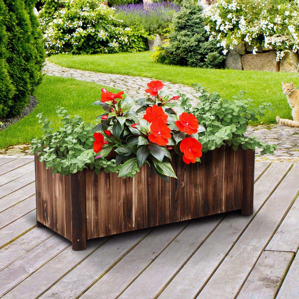 Outsunny Wooden Raised Garden Bed with Drainage Gaps 45 x 50 x 120cm Image 2