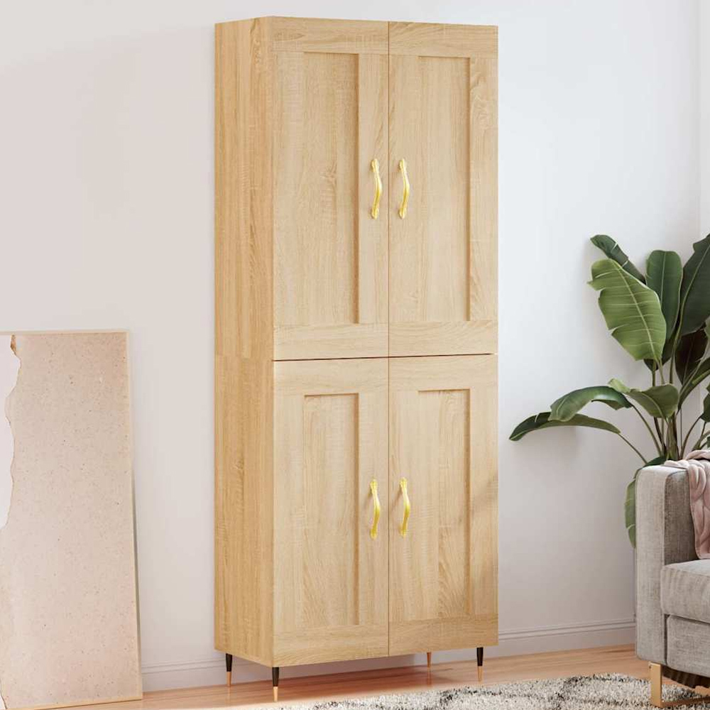 vidaXL 4 Door 6 Shelf Sonoma Oak Highboard Image 1