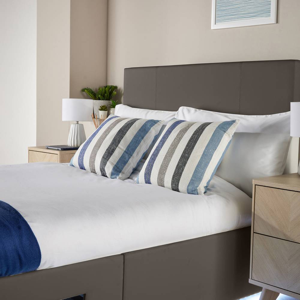 XR Living Ava Small Double Grey PU Upholstered TV Bed with Underbed Lights Image 6