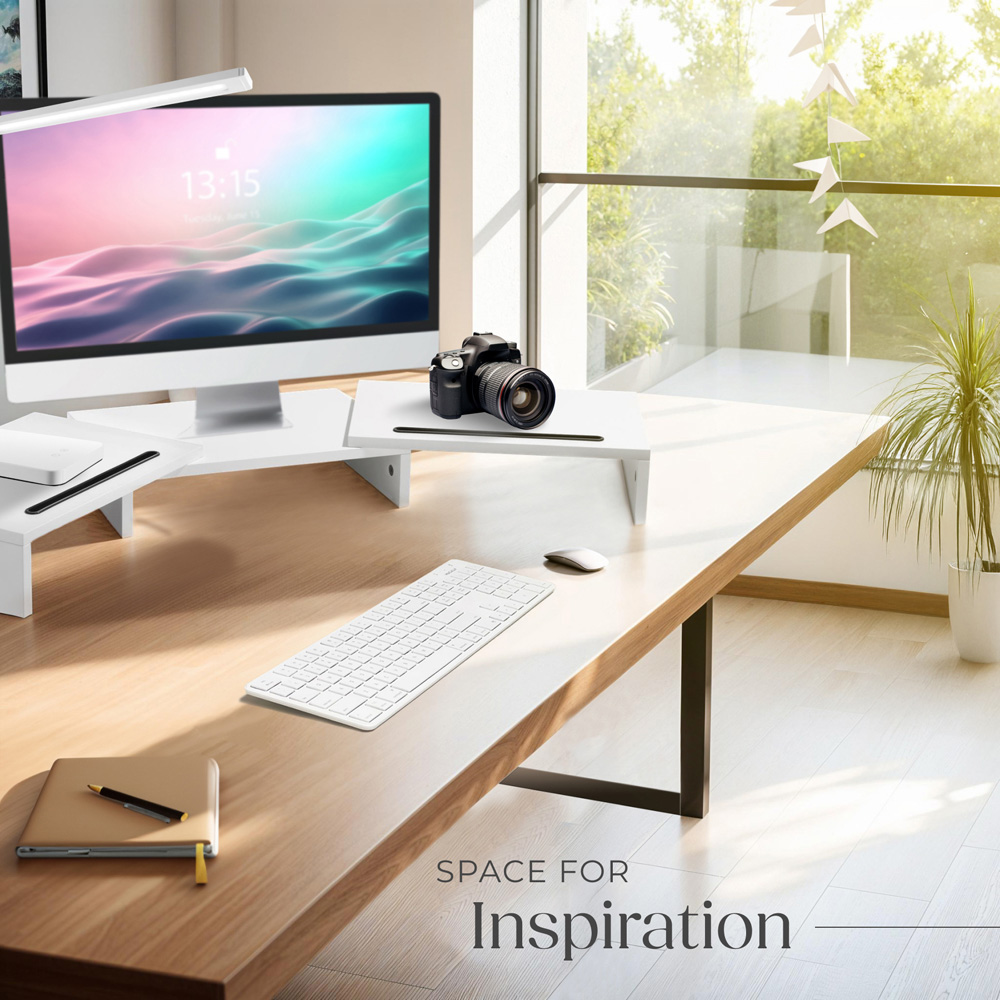 tectake Bozen 3 Piece Adjustable Monitor Stand with Smartphone Holder Image 7