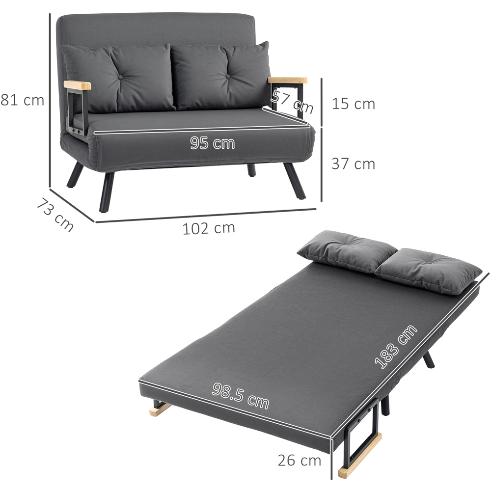 HOMCOM 2 Seater Dark Grey Click Clack Sofa Bed Image 9