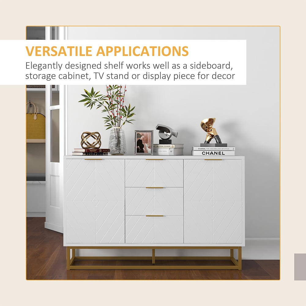 Portland 2 Door 3 Drawer White Modern Freestanding Storage Cabinet Image 5