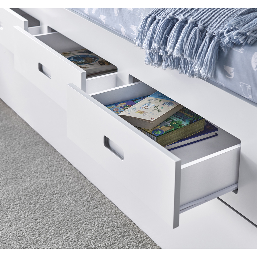 Veera Single White Guest Bed and Trundle with Memory Foam Mattresses Image 4