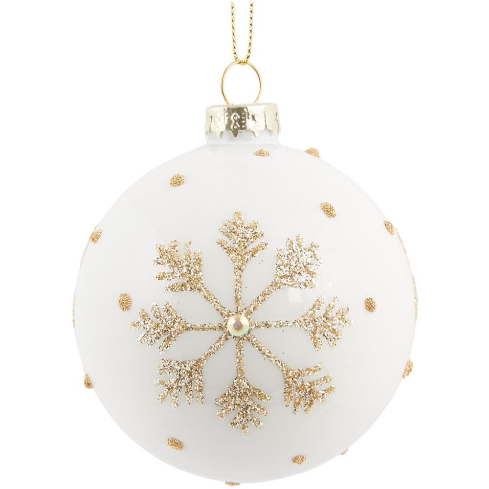 Ivory and Gold Beaded Bauble Image 3