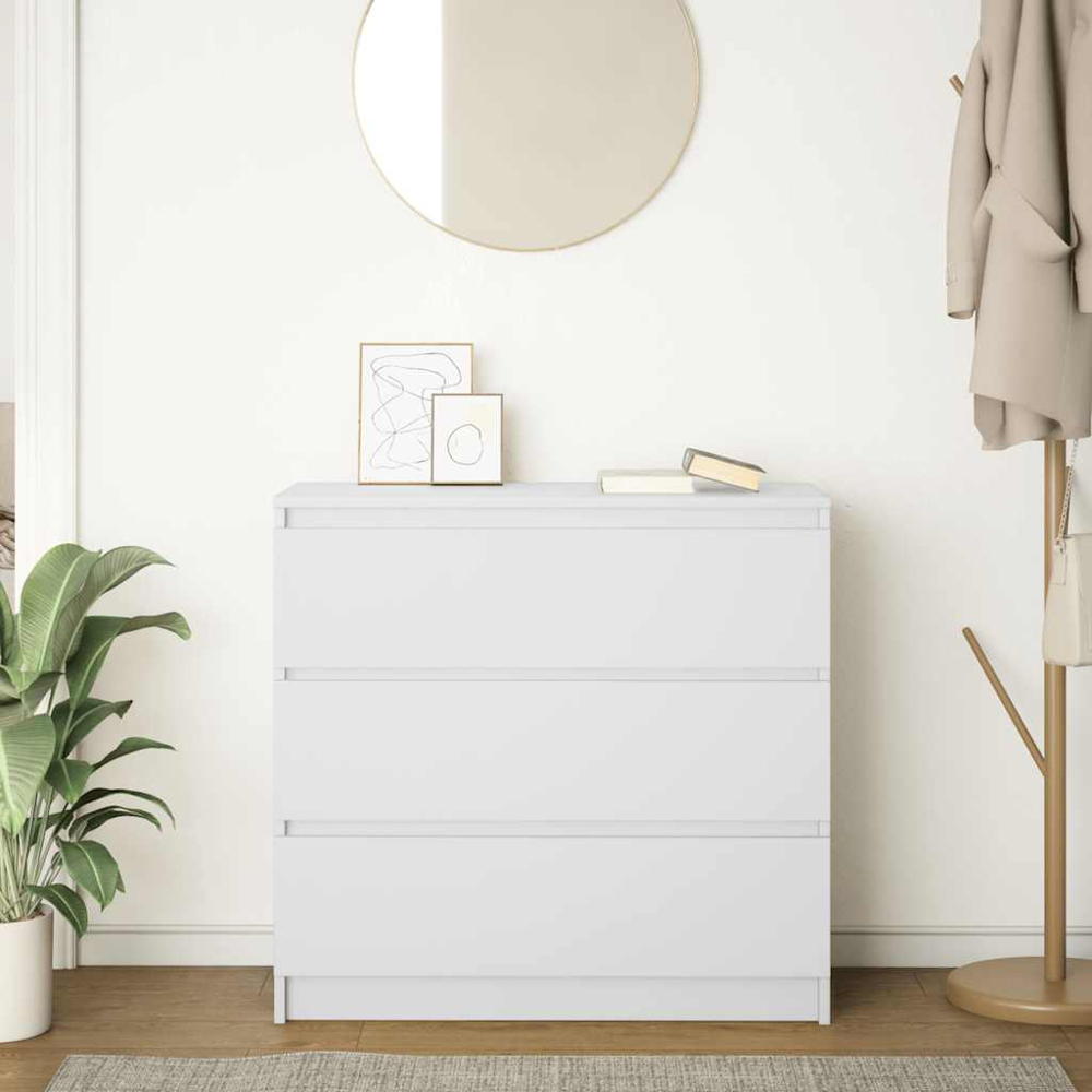 vidaXL 3 Drawer White Sideboard Image 9