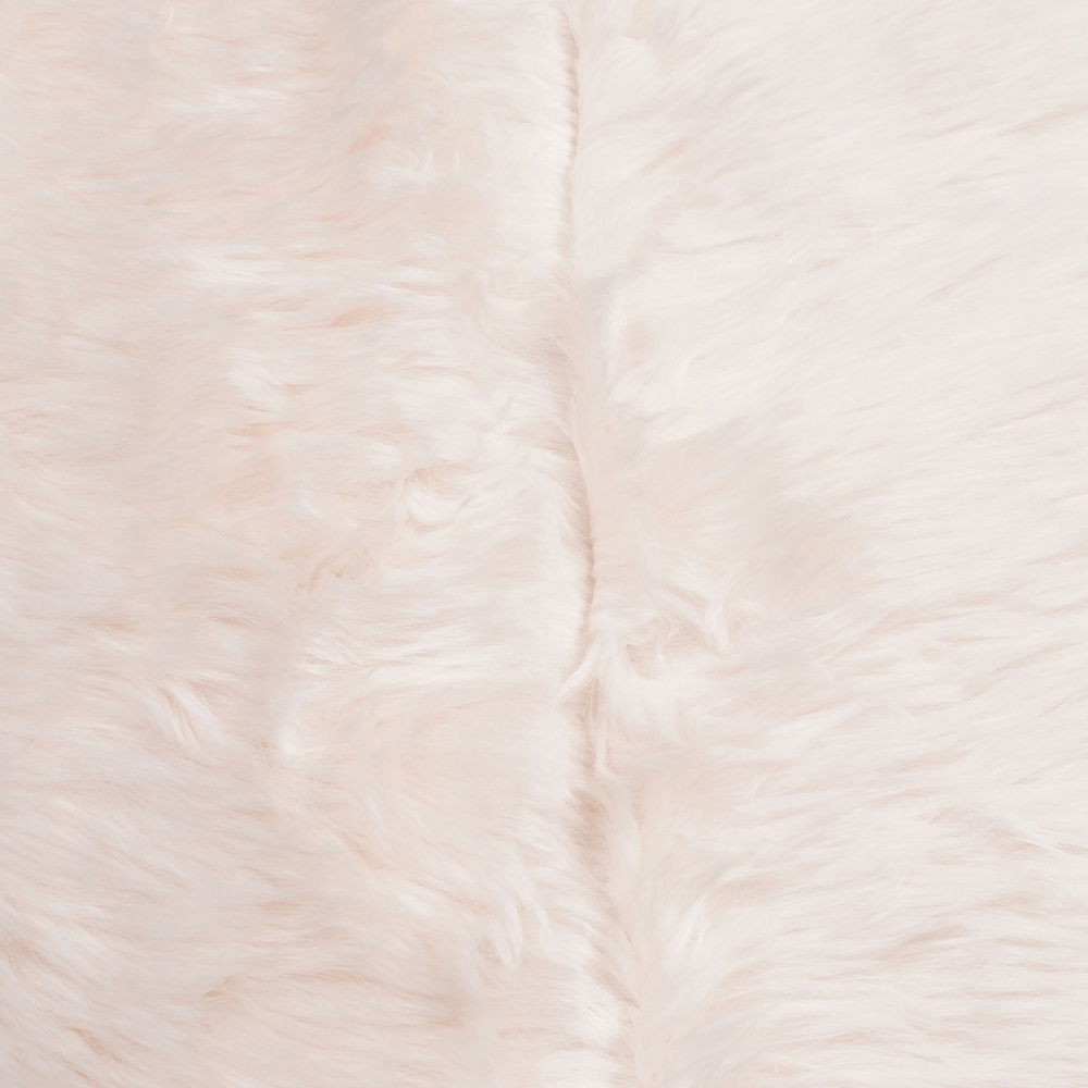 Kaikoo Areya Cream Faux Fur XL Drum Footstool Image 6