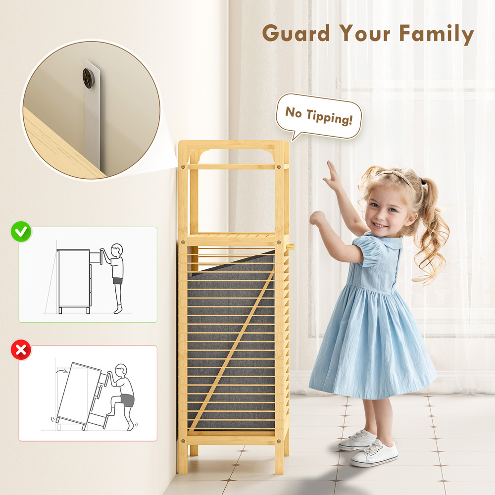HOMCOM Removable Laundry Hamper with Storage Cabinet 37L Image 7