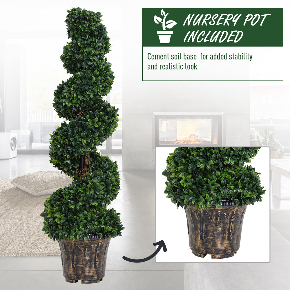 Outsunny Boxwood Spiral Tree Artificial Plant In Pot 4ft 2 Pack Image 5