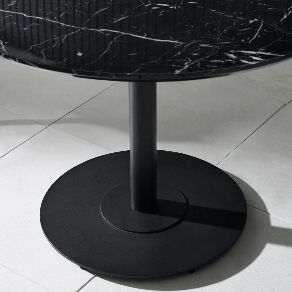 Julian Bowen Luca 2 Seater Marble-Effect Round Dining Table Black Image 5