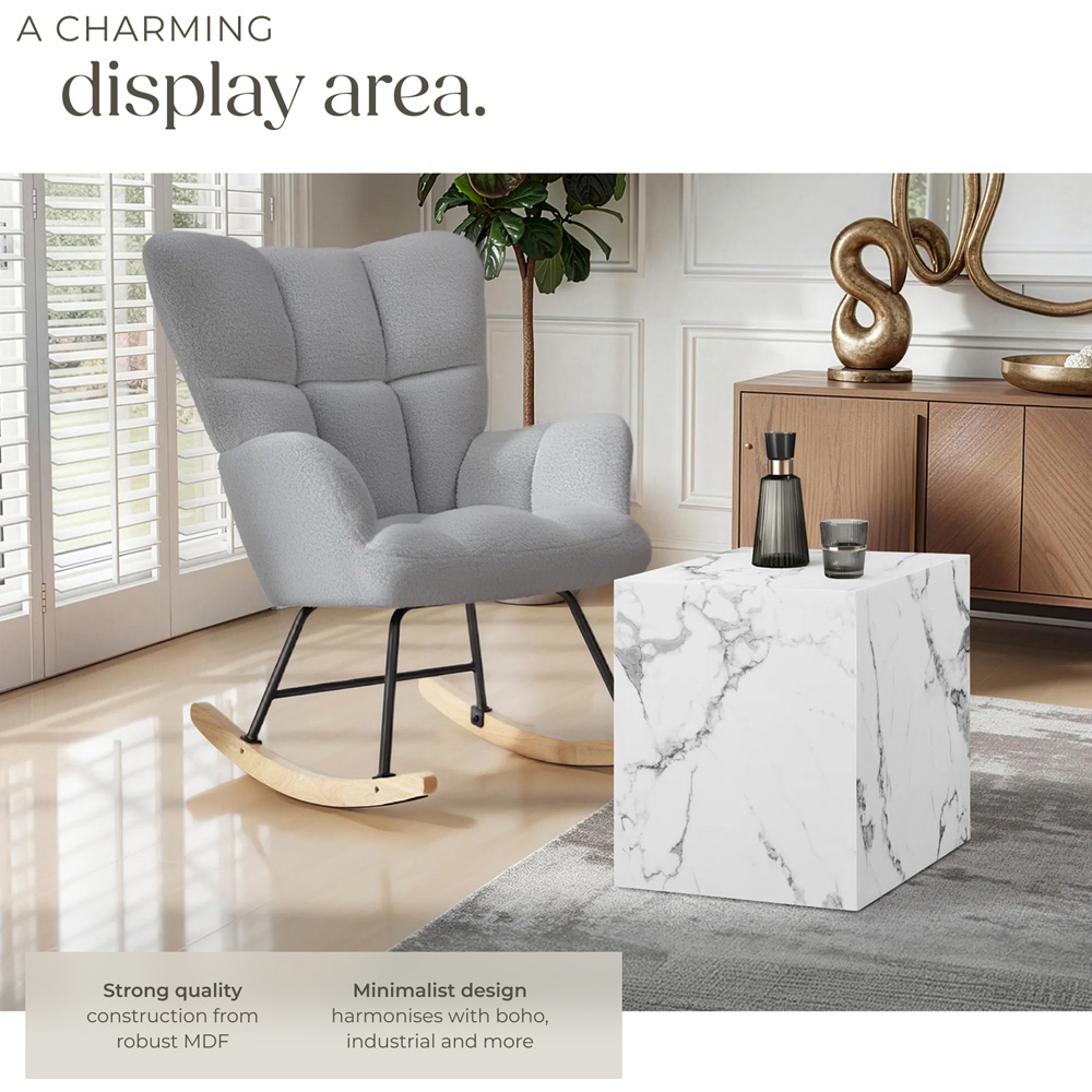Tectake Lasley White Marble Cube Design Coffee Table Image 3