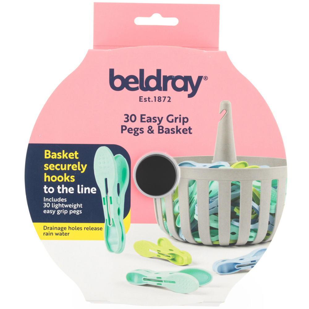 Pack of 30 Easy Grip Pegs with Basket - Grey Image 1