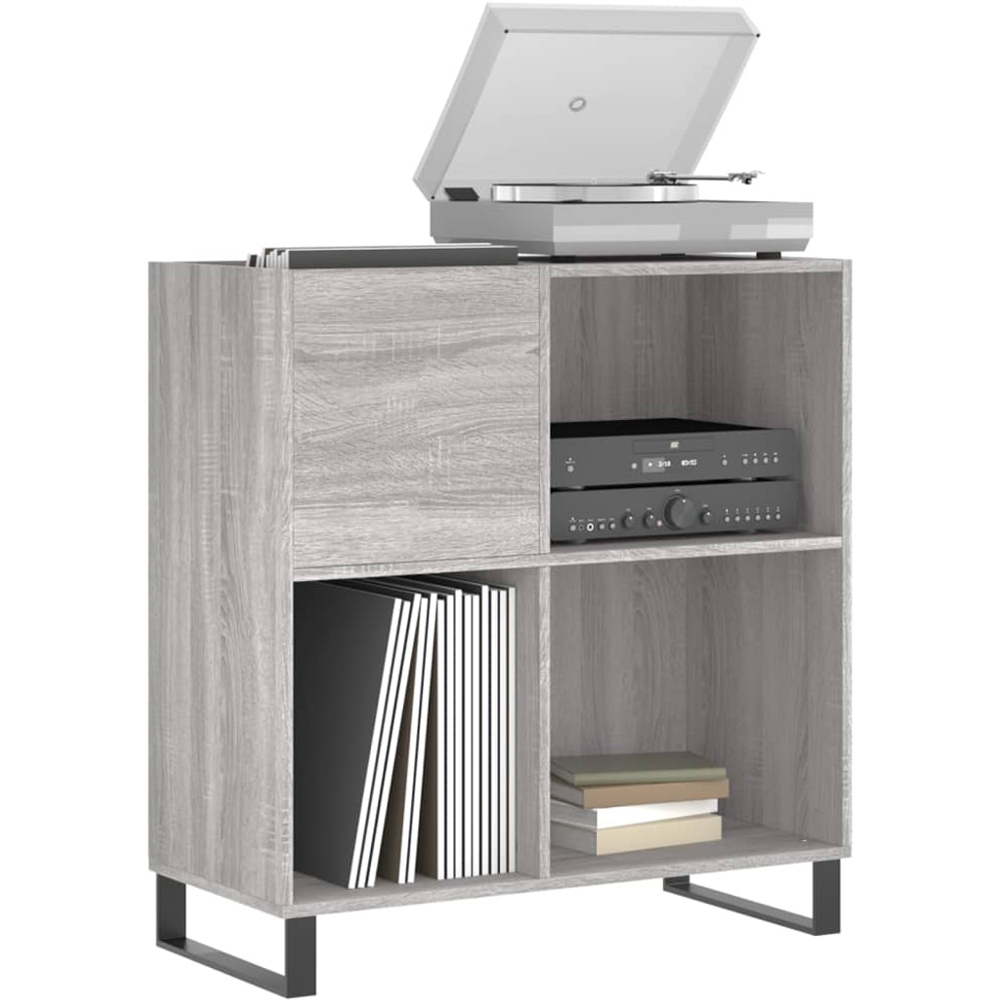 vidaXL 3 Shelf Grey Sonoma Square Record Cabinet Image 3