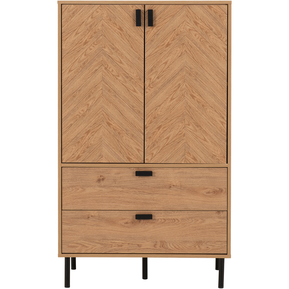 Seconique Leon 2 Door 2 Drawer Medium Oak Effect Storage Cabinet Image 3