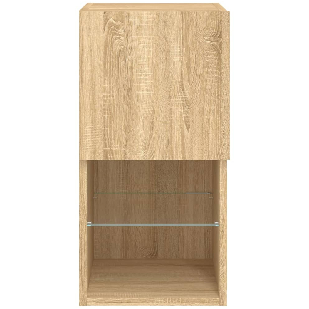 vidaXL Single Door 2 Shelf Sonoma Oak Wall Mounted LED TV Cabinet Set of 2 Image 9