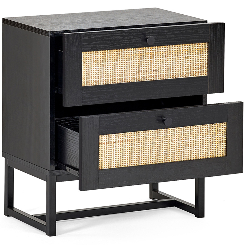 Julian Bowen Padstow 2 Drawer Black Bedside Cabinet Image 3