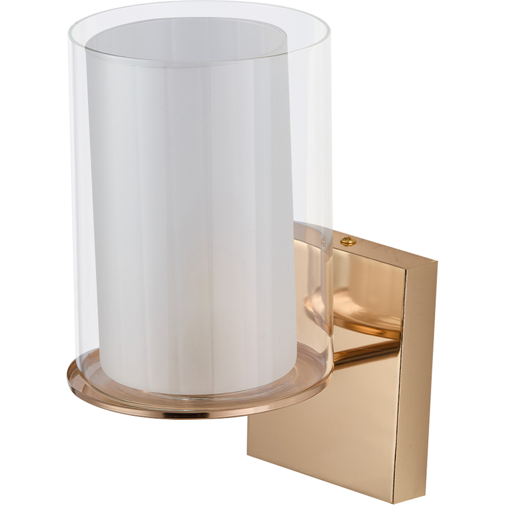 Living and Home Gold Glass Cylinder Shade G9 Wall Light Image 1