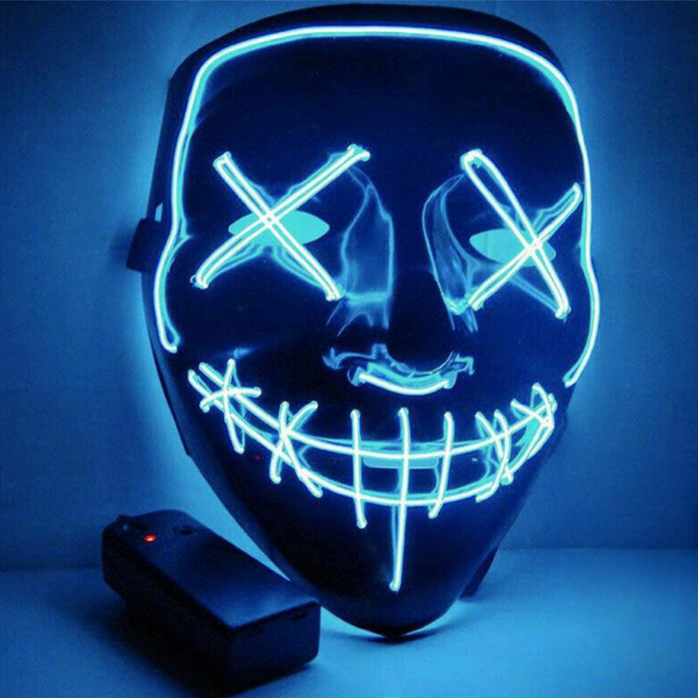 Shatchi Ice Blue Halloween LED Stitched Purge Mask Image 3