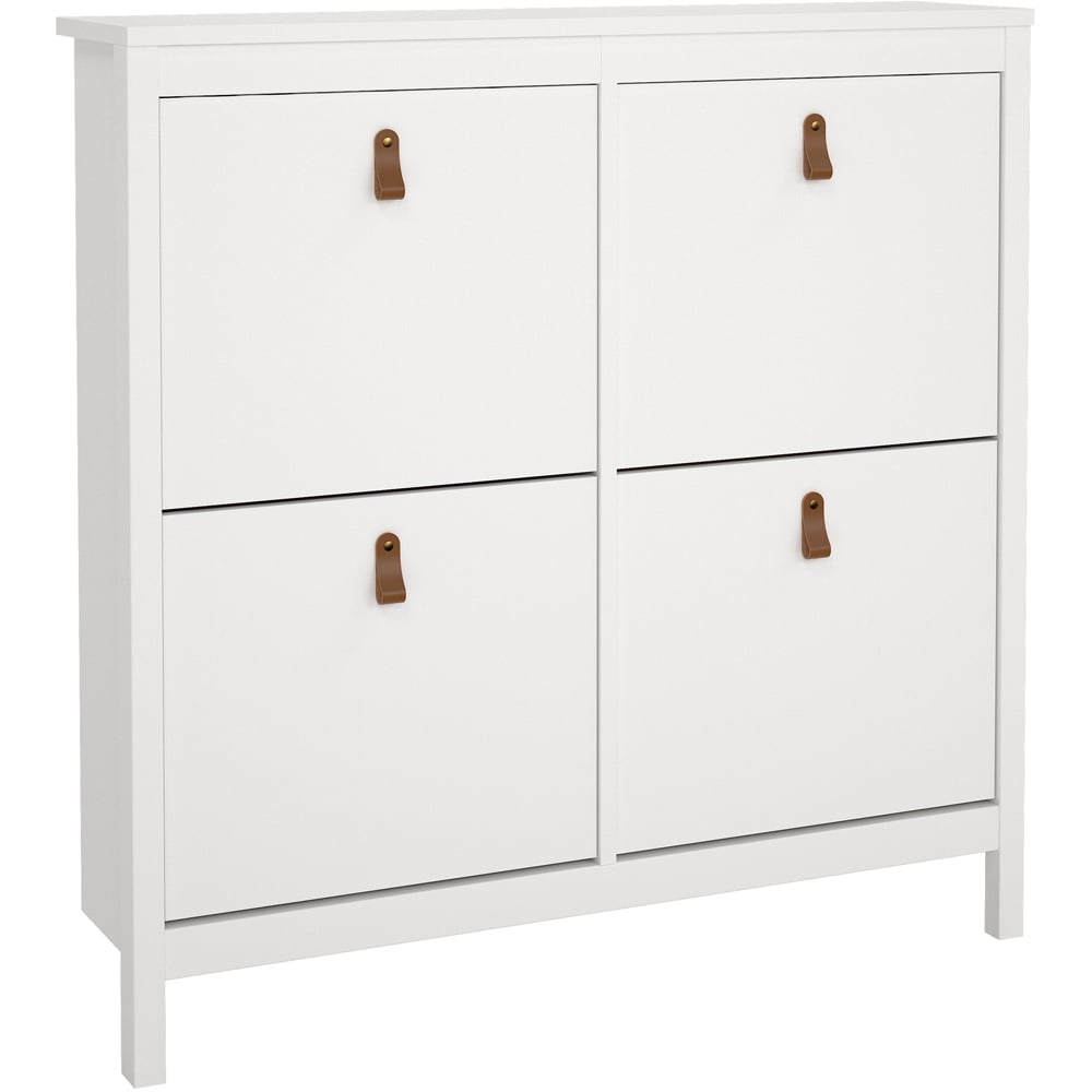 Florence Barcelona 4 Flip Down Doors White Shoe Cabinet Image 2