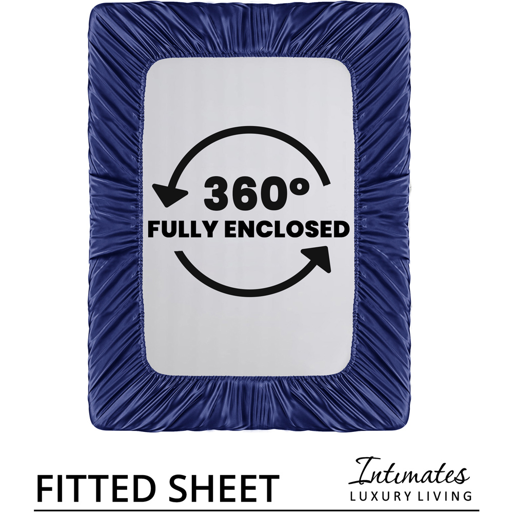 Intimates Super King Size Navy Satin Bedding Set Image 8
