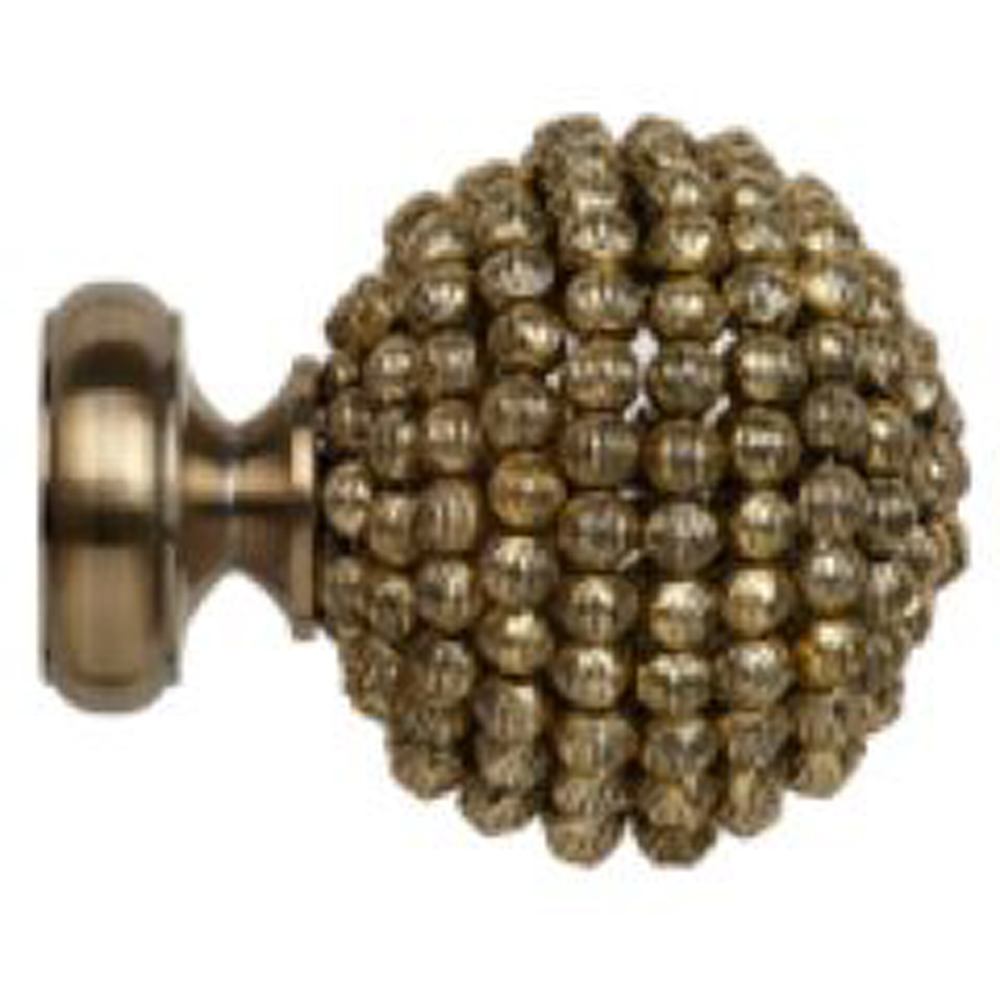 New Edge Blinds 250cm Fixed Length Antique Brass Eyelet Metal Curtain Pole Set with Mia Finial Image 2