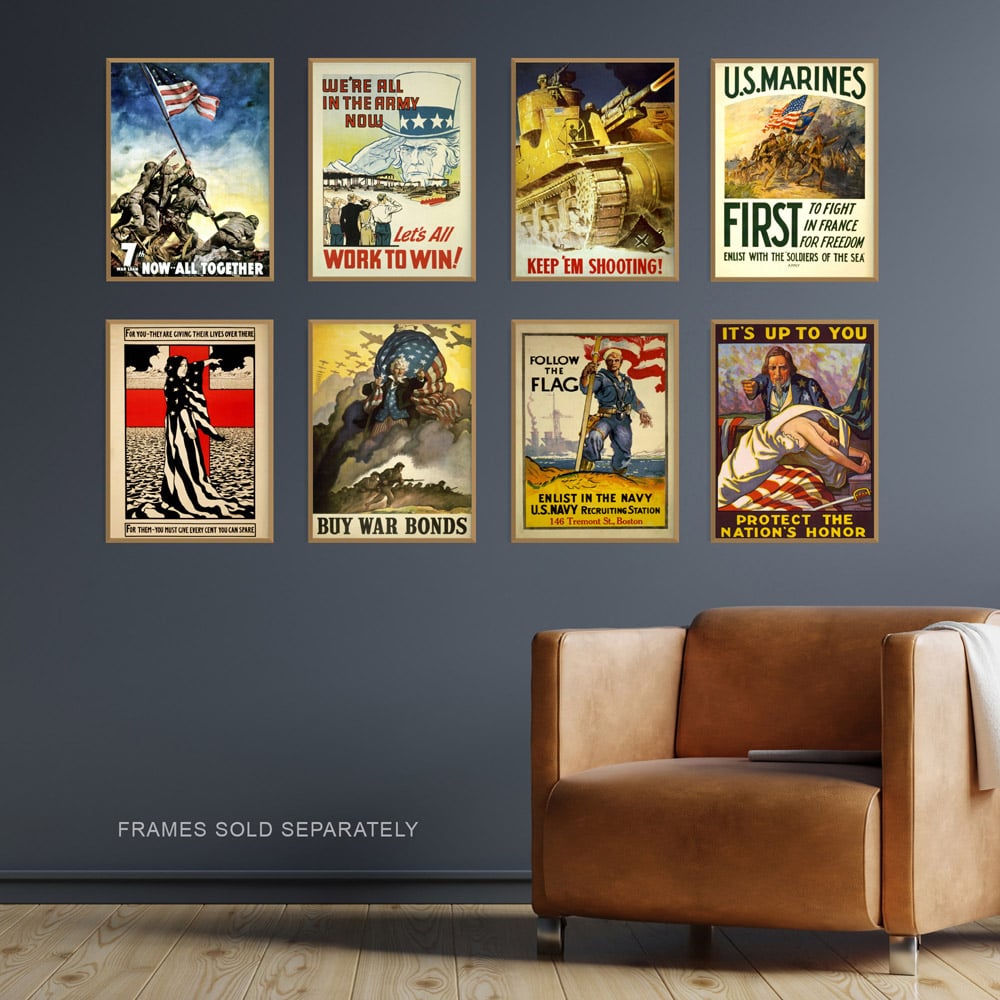 Artery8 USA Vintage Military Recruitment War Bonds Wall Art Print 30 x 41cm 8 Pack Image 2