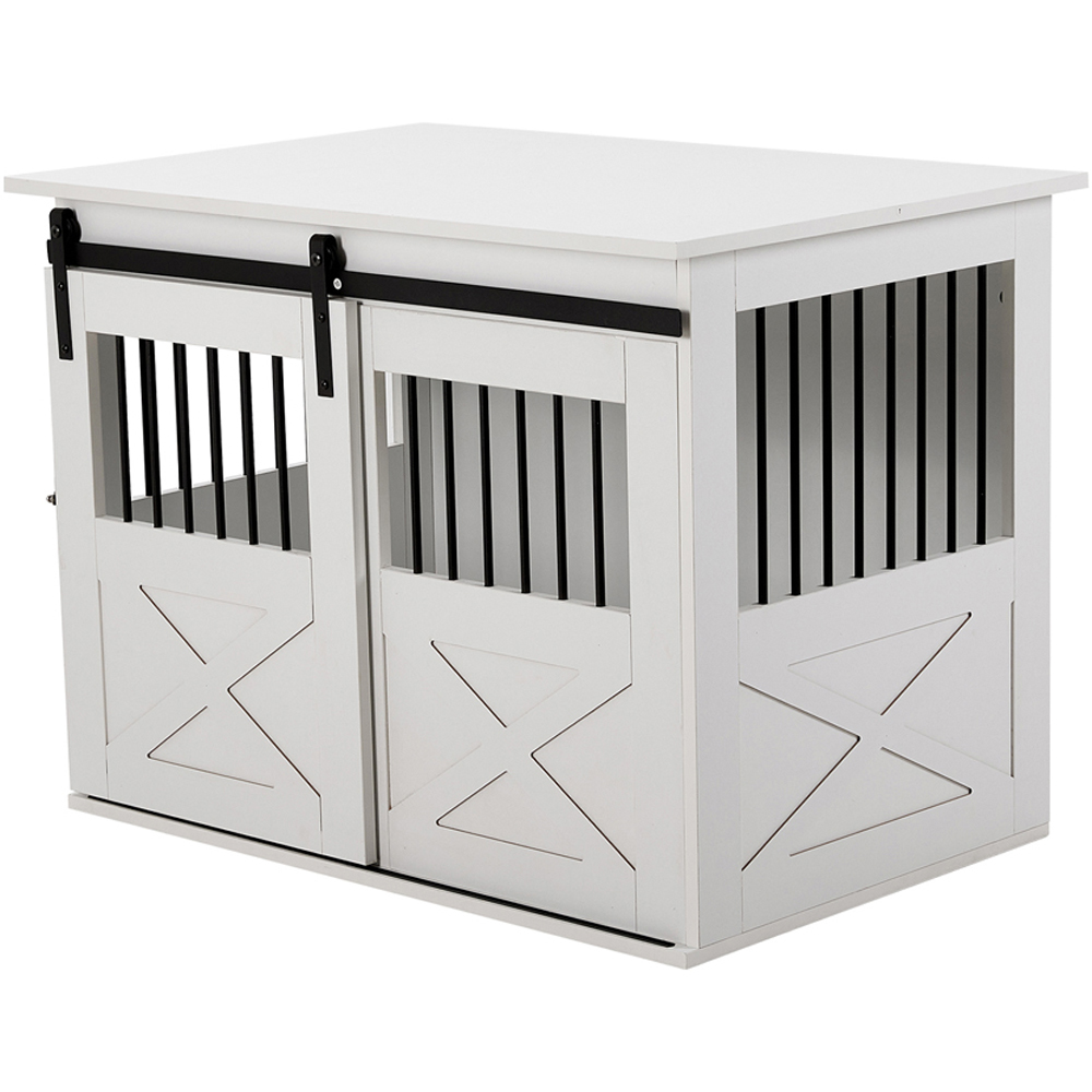 H&O Direct White Farmhouse Style Wooden Dog Crate Image 1