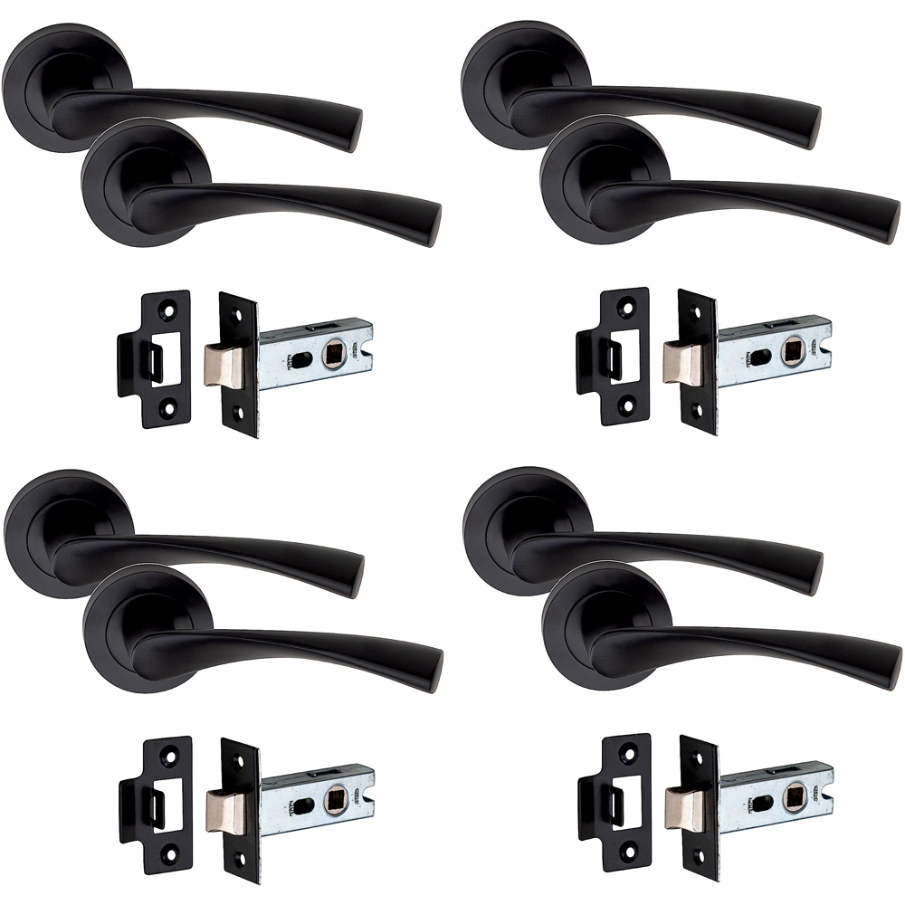 Golden Grace Matt Black Astrid 2.5 inch Latch Door Handle Set 4 Pack Image 1