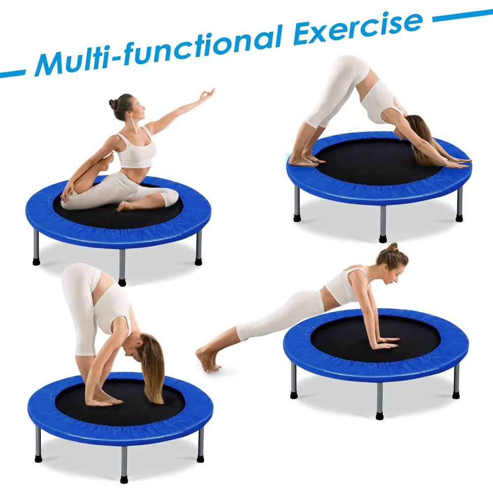 Costway Blue Foldable Mini Trampoline with Springs and Padded Cover Image 8