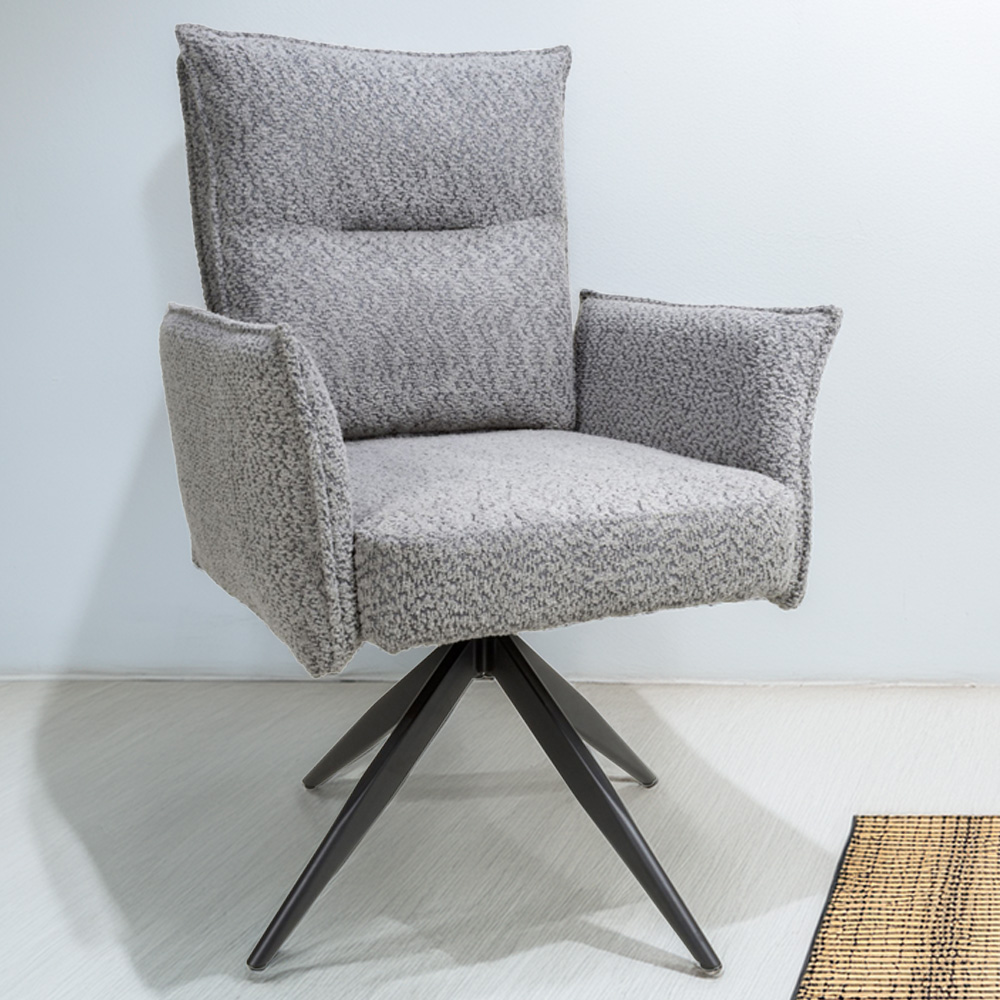 Brunswick Set of 2 Textured Chenille Effect Light Grey Swivel Chairs Image 1