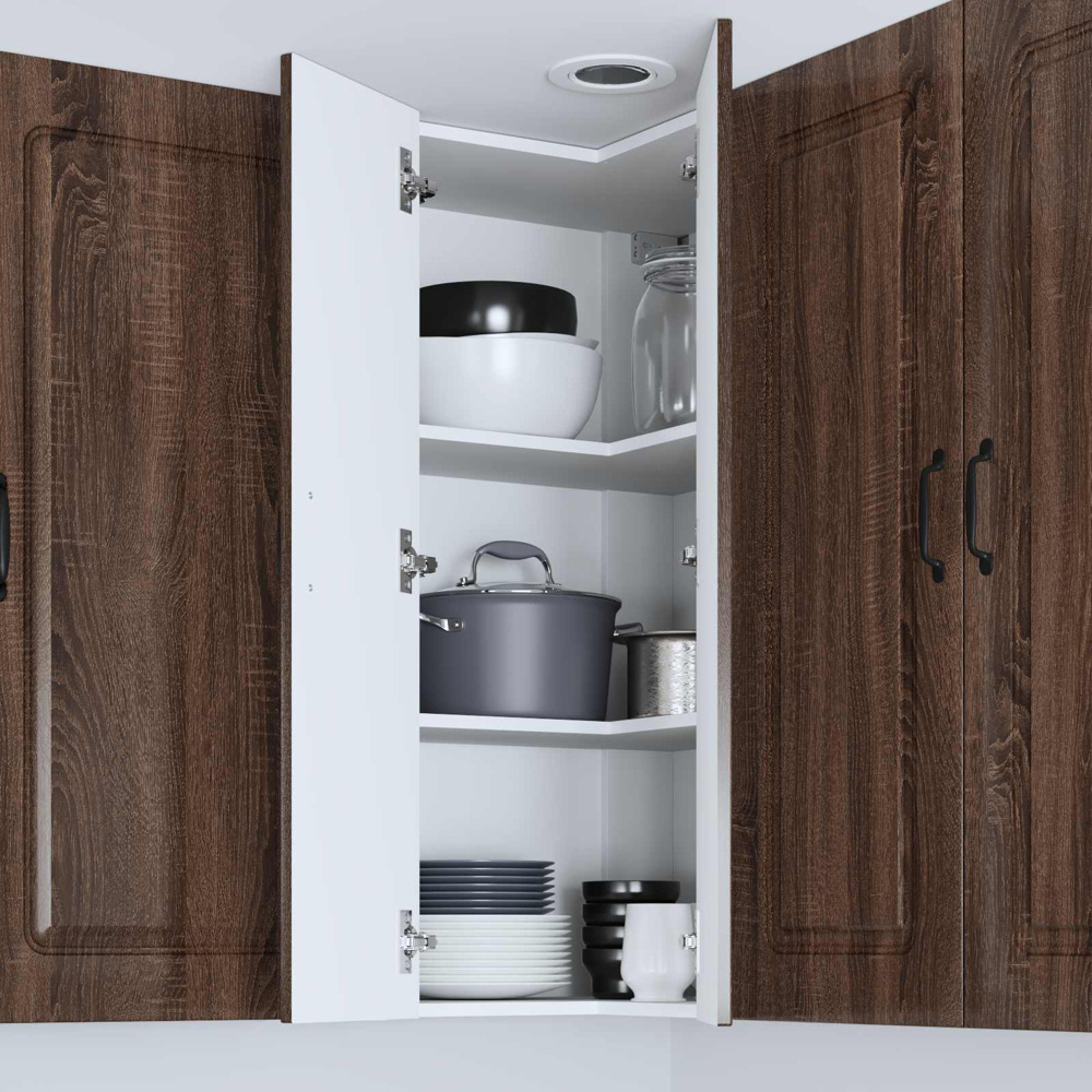 vidaXL 2 Door Brown Oak Kitchen Wall Corner Cabinet Image 9