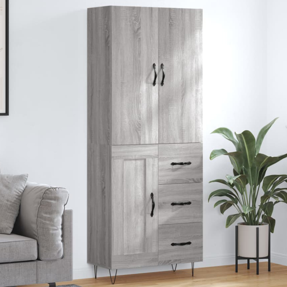 vidaXL 3 Door 3 Drawer Grey Sonoma Highboard Image 1