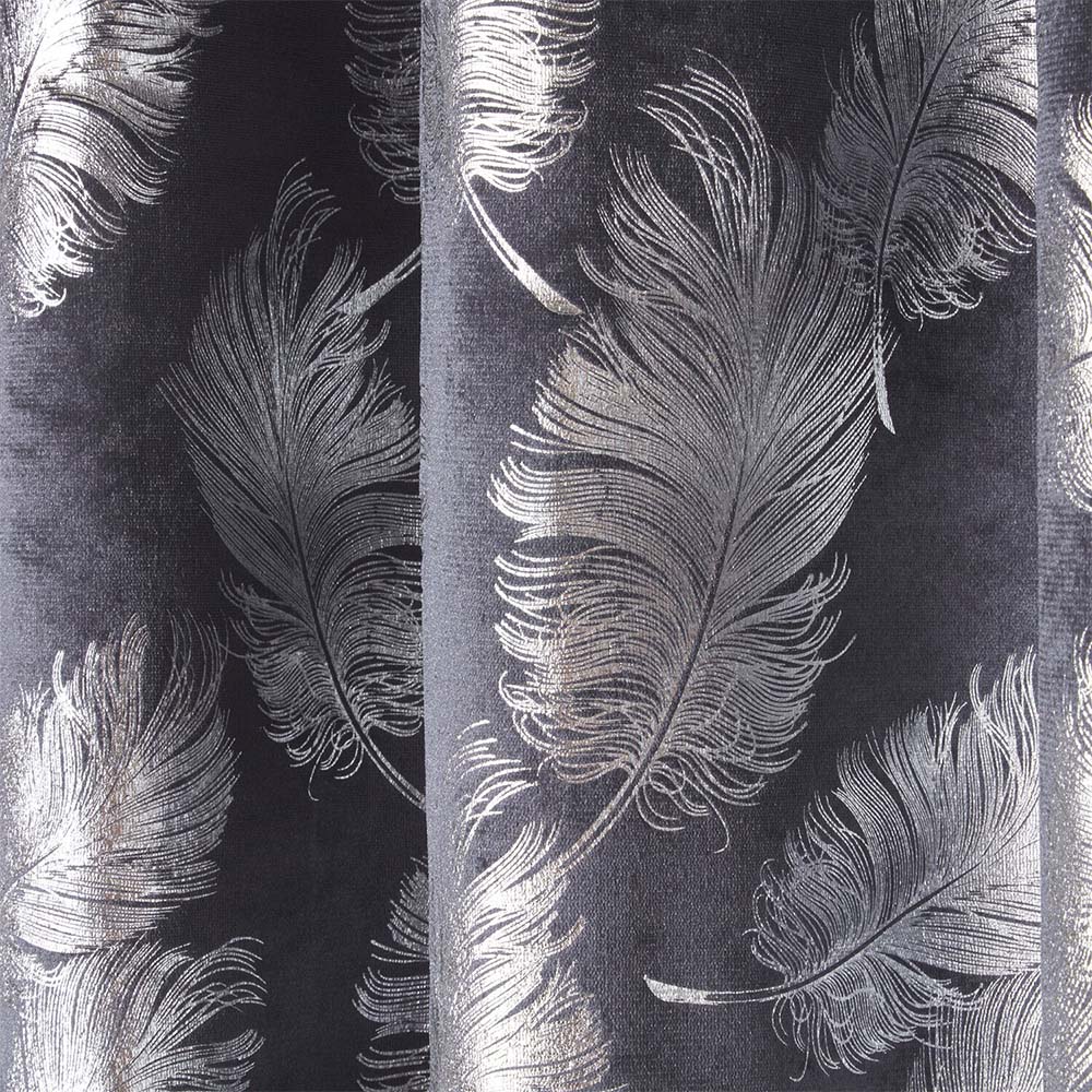 Divante Plume Charcoal Metallic Feather Curtains 229cm Image 3
