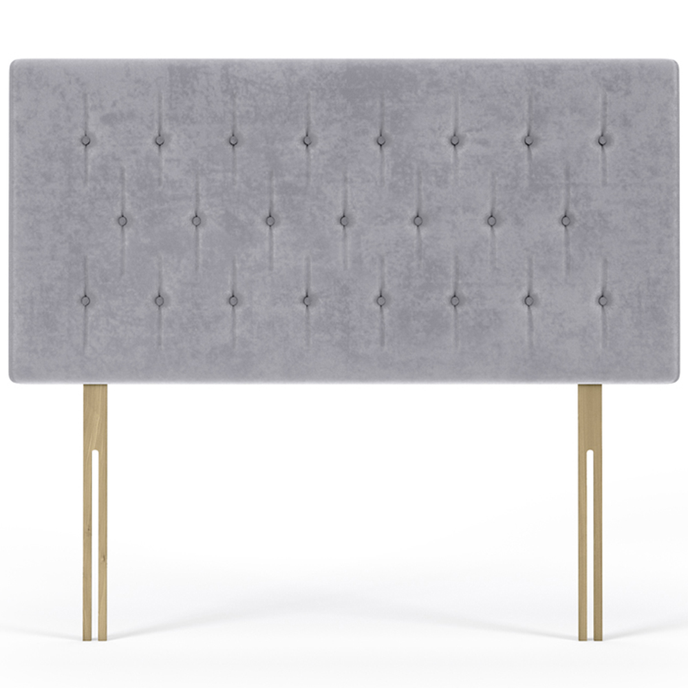 Bedmaster Single Seal Grey Naples Velvet Lona Buttoned Headboard Image 2