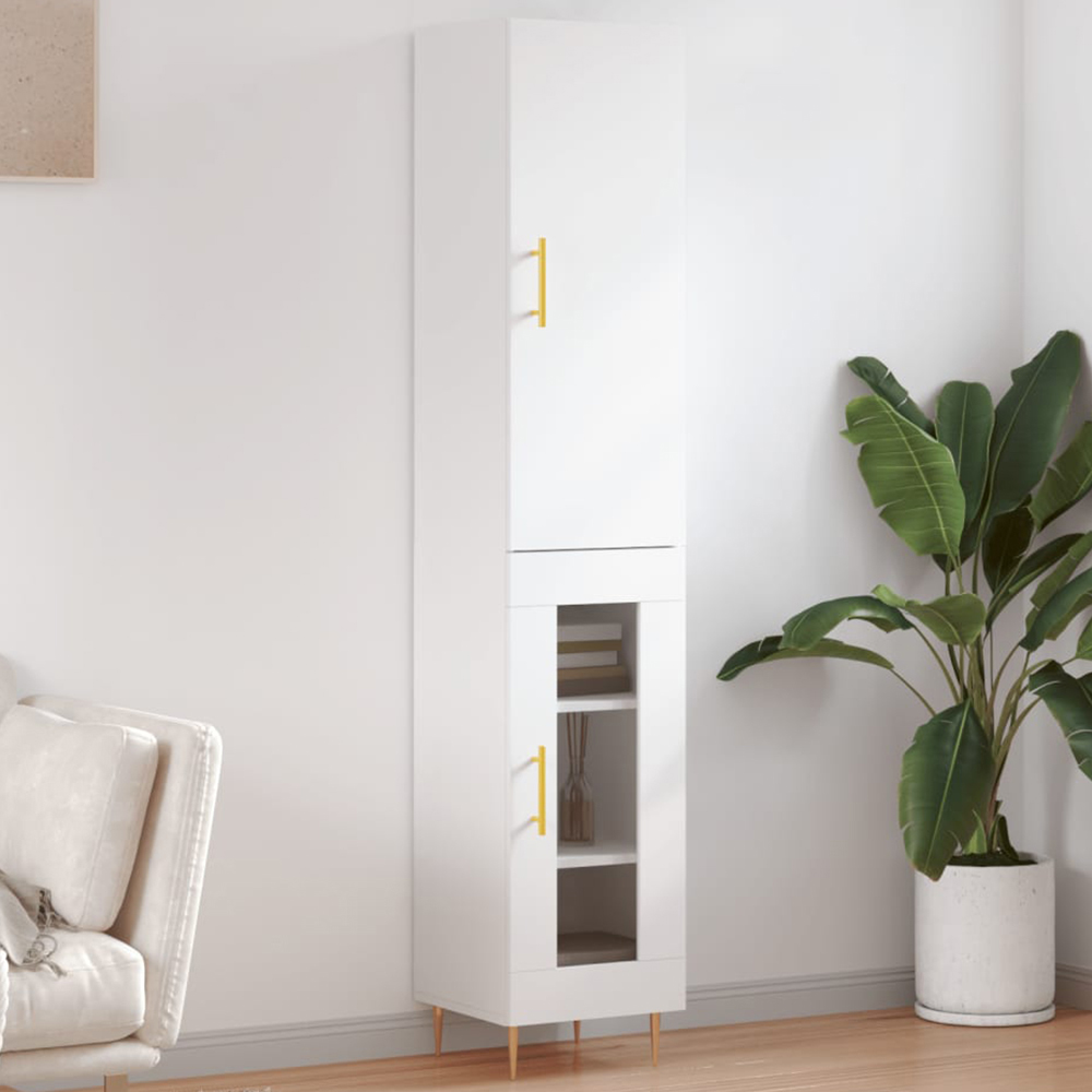 vidaXL 2 Door White Highboard Image 1