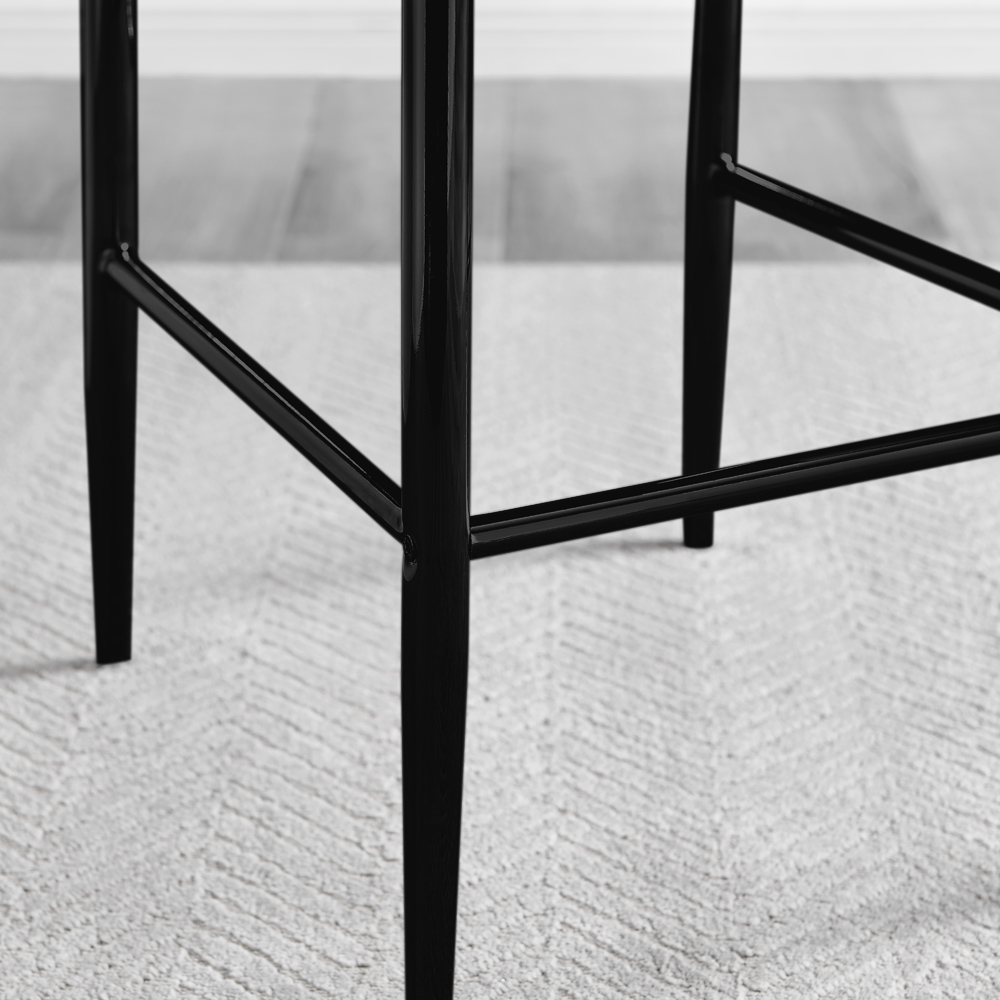 Furniturebox Valera Grey and Black Faux Leather Bar Stool Set of 2 Image 5