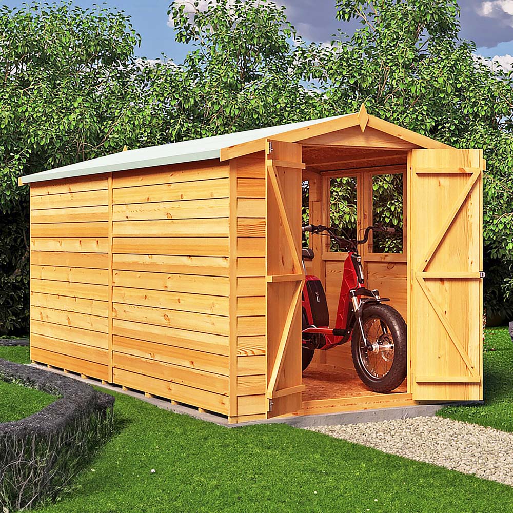 Shire 12 x 6ft Double Door Dip Treated Overlap Apex Shed Image 3