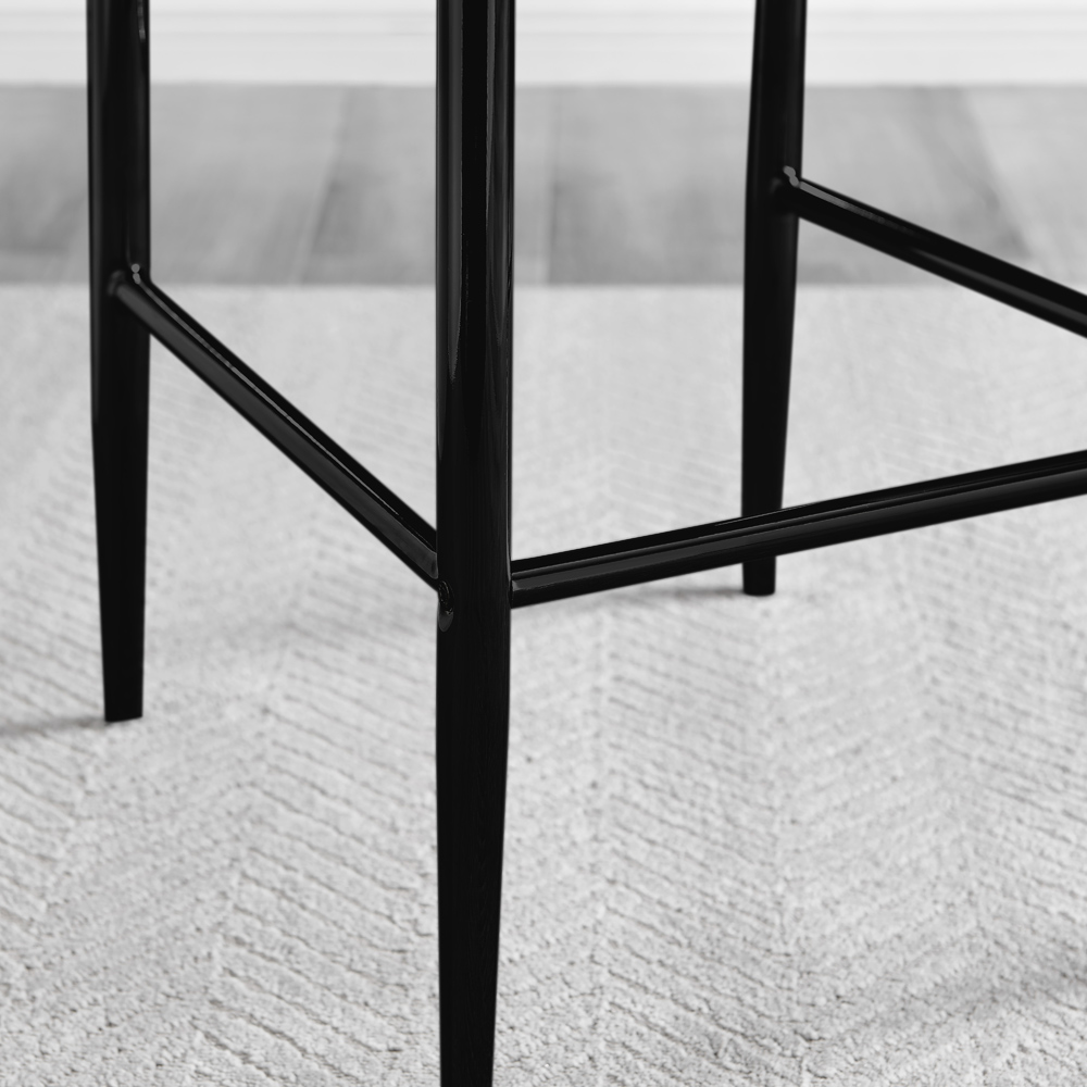Furniturebox Valera Black Faux Leather Bar Stool Set of 2 Image 5