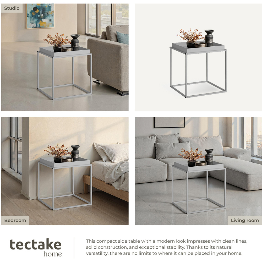 tectake Cambridge Single Shelf Grey Bedside Table Image 6