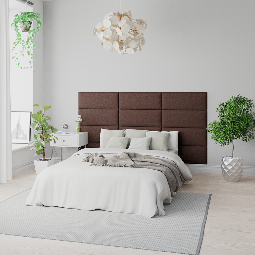 Aspire EasyMount Chocolate Yorkshire Knit Upholstered Wall Mounted Headboard Panels 8 Pack Image 1