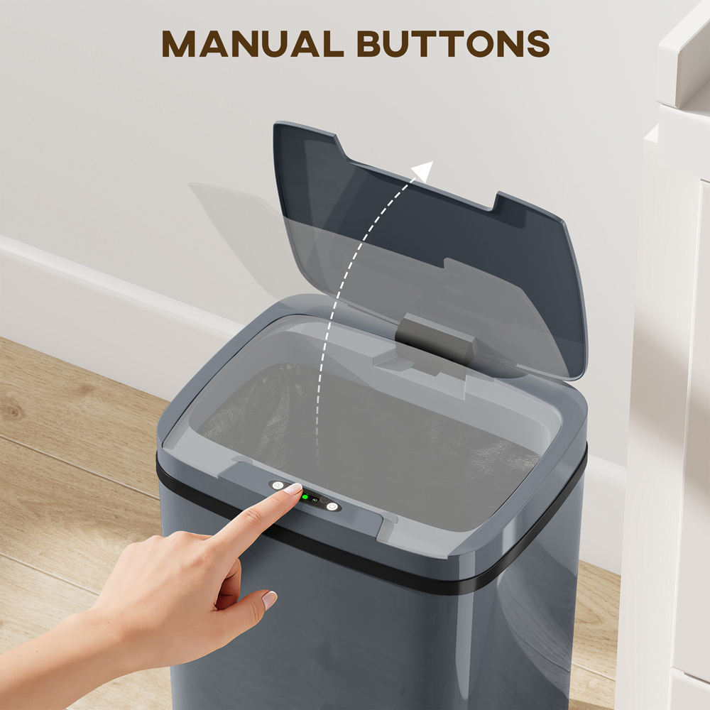 HOMCOM Grey Automatic Kitchen Sensor Bin 15L Image 5