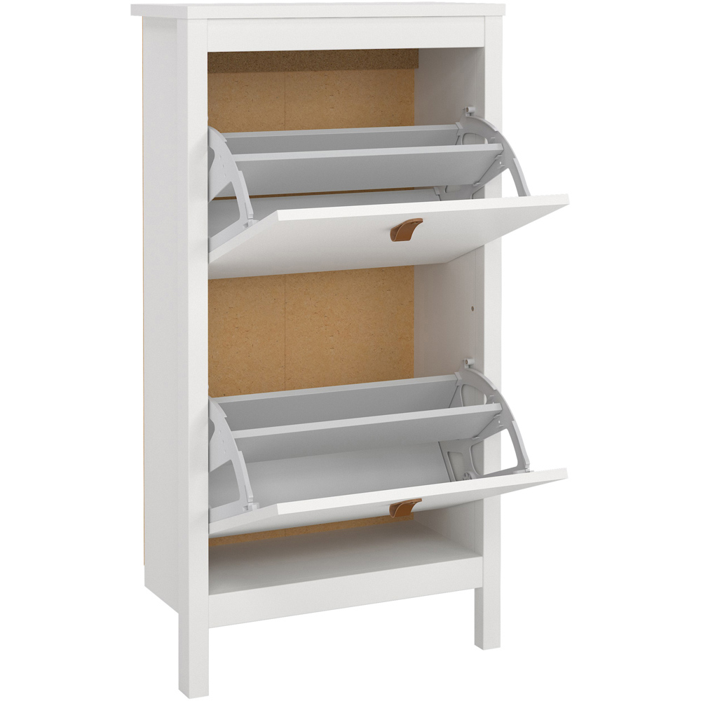 Florence Barcelona 2 Flip Down Doors White Shoe Cabinet Image 4