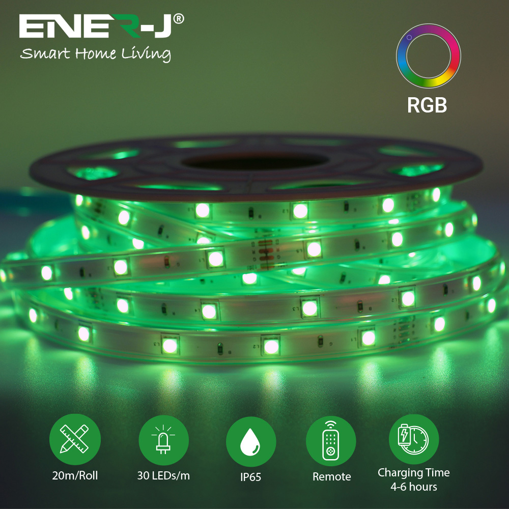 ENER-J RGB LED 3000K IP65 Solar Powered Strip Light 20m Image 6