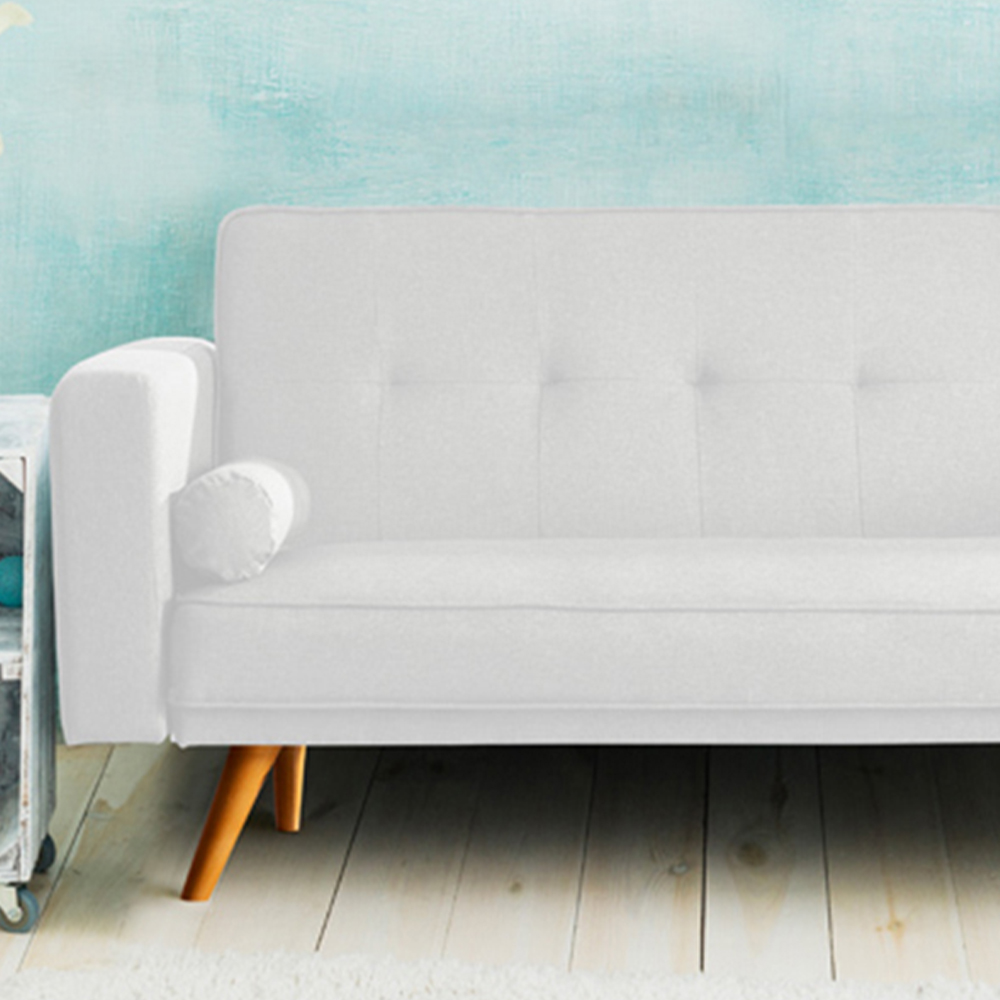 Brooklyn Cream Linen Upholstered Sofa Bed Image 2
