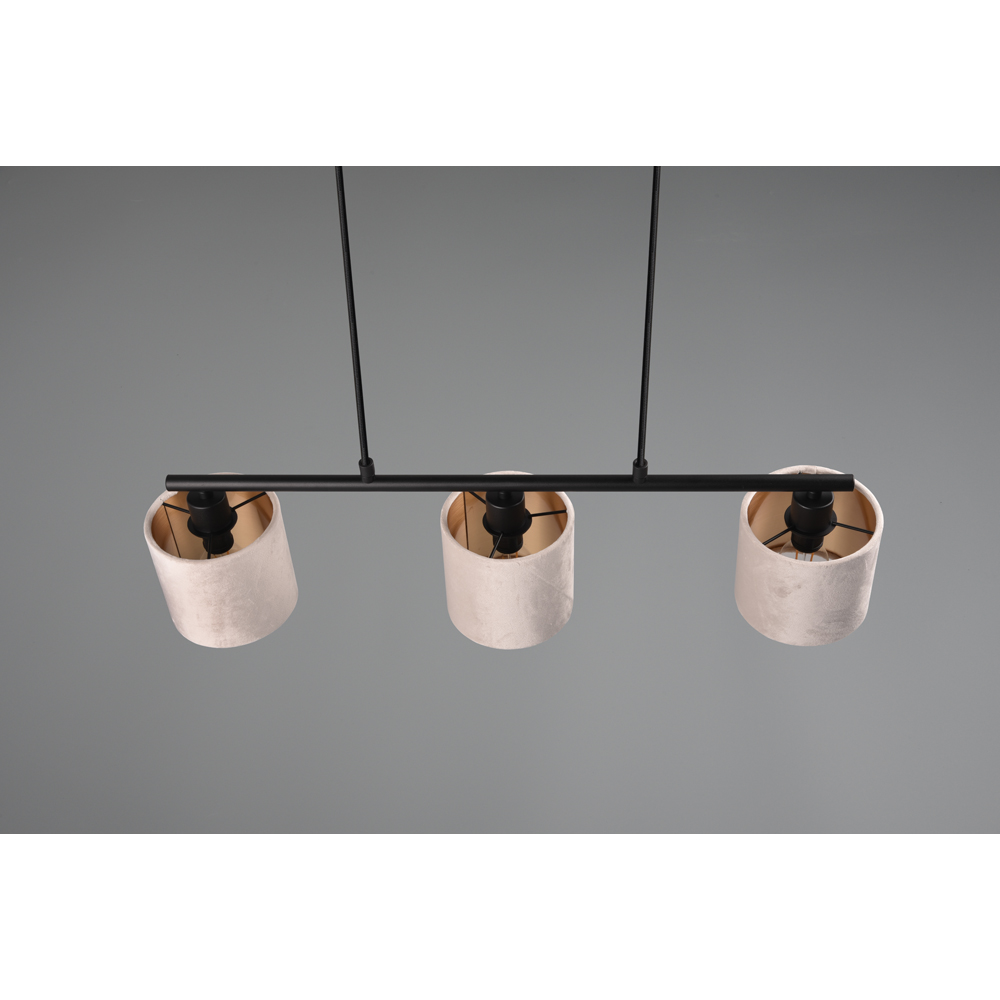 TRIO Julieta 3 Light Matt Black and Smoked Glass Ceiling Pendant Light Image 8