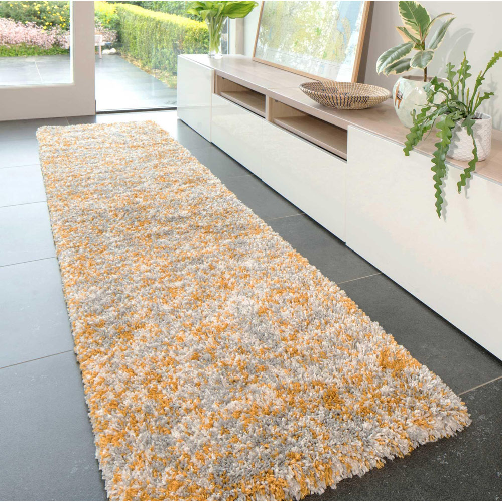 Kukoon Kinsale Yellow Multicolour Shaggy Mottled Rug 60 x 240cm Image