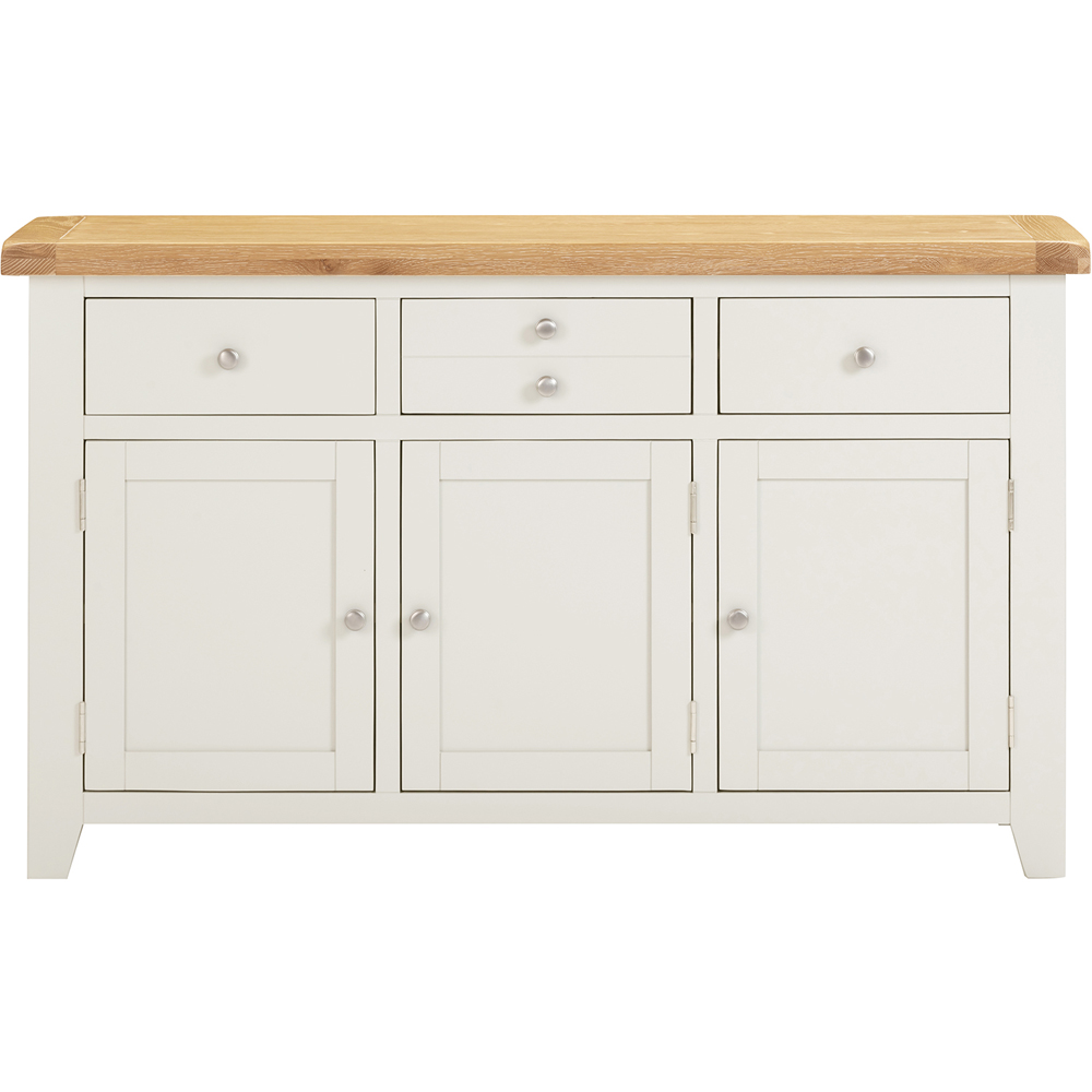 Seconique Windsor 3 Door 3 Drawer Ivory and Oak Sideboard Image 3