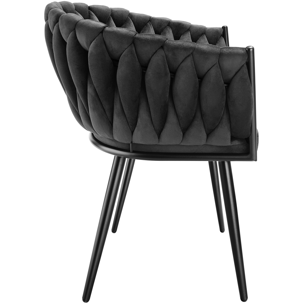tectake Astano Set of 2 Black Velvet Padded Knot Design Dining Chair Image 5