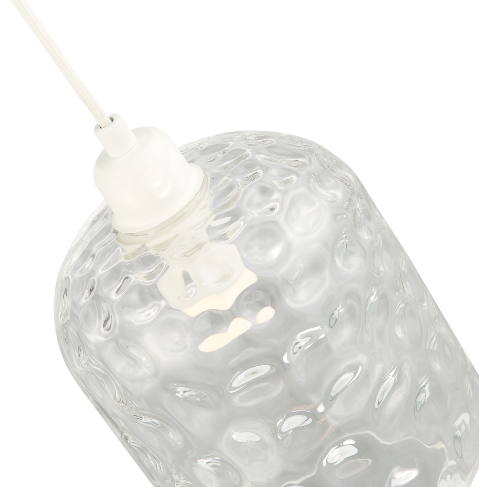 Happy Homewares Clear Glass Crater Effect Moulded Design Pendant Shade Image 6